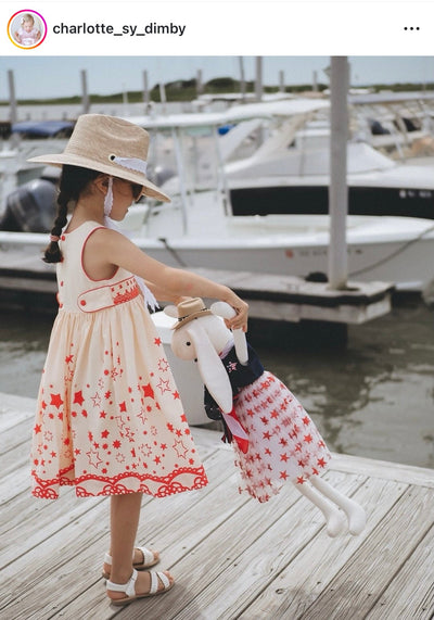 Petunia Girl's Sun Hat - Navy Ric-Rac Ribbon