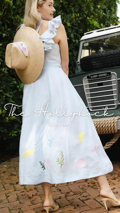 Hollyhock Sun Hat - Wide & Short Light Pink Grosgrain Ribbon