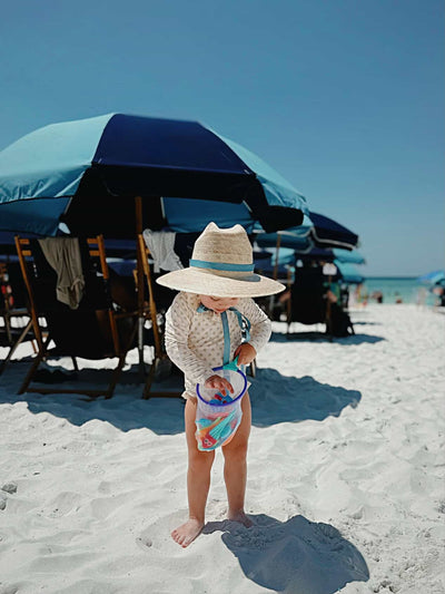 Petunia Girl's Sun Hat - Navy Ric-Rac Ribbon
