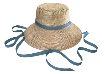 Mommy & Me Sun Hat Set - Wildflower & Palmetto - French Blue Grosgrain Ribbon