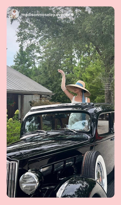 Daisy Sun Hat - Wide & Short Navy Grosgrain Ribbon